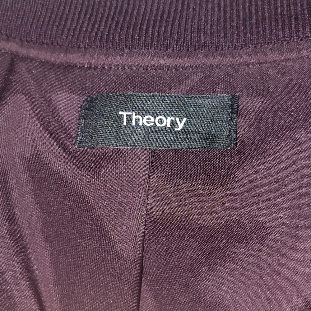 Theory Shezi K Combo Moto Jacket Eggplant Purple Suede Small Cropped Lamb Leathe - Picture 5 of 11